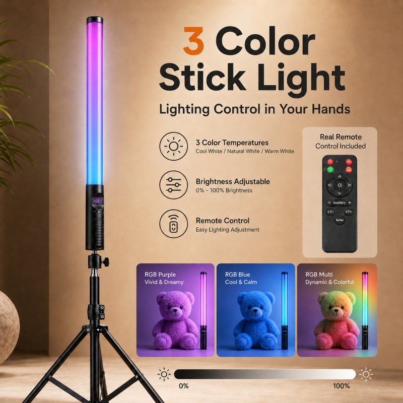Torjim Rgb Photography Video Lighting - Przenośna lampa wideo RGB, przenośne światło