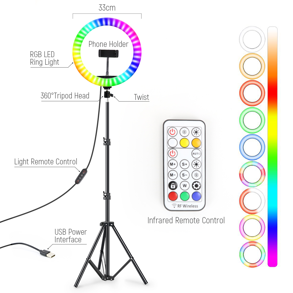 Photography Lighting Circle - 13-calowa lampa pierścieniowa RGB Led do