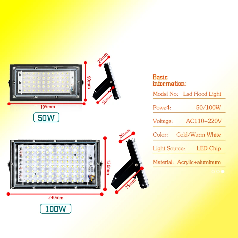 50W 100W Led Flood Light IP65  – Photography Lighting Uk recenzja i cena