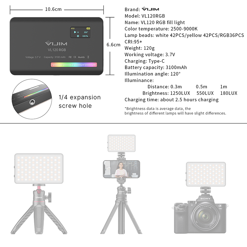 Ulanzi VL120 RGB Camera Video  – Photography Lighting Stick recenzja i cena